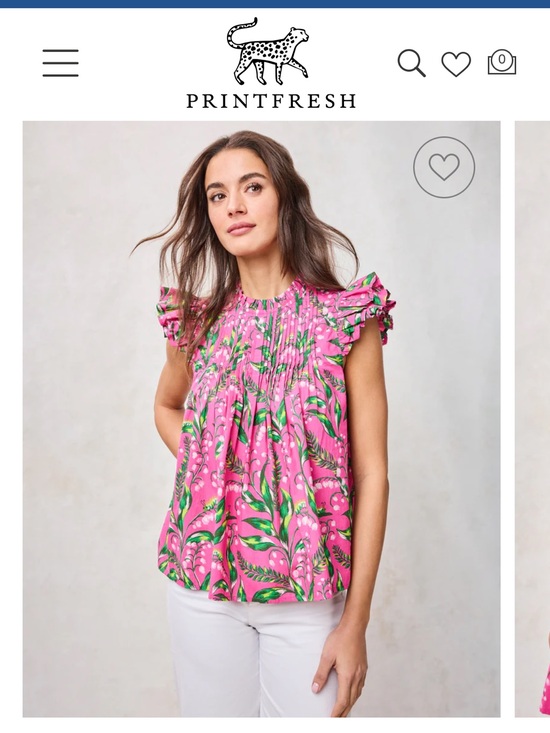 Printfresh Tops - Printfresh When In Doubt Ruffle Blouse S Pink Lilly of the Valley Organic Cotton